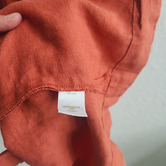 Garnet Hill Women's French Linen Dress in Orange Size 10 - Picture 7 of 7